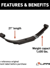 Curt Replacement Leaf Spring for RV Trailer Suspension System - 21", 1,400 lbs.                                     - 125269 - Image 3