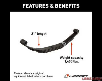 Curt Replacement Leaf Spring for RV Trailer Suspension System - 21", 1,400 lbs. - 125269