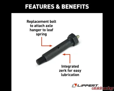 Curt Lippert Wet Shoulder Bolt for Trailer Axle Hangers, 9/16" x 2.825 - 126197