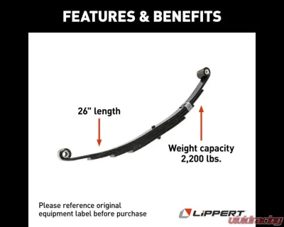 Curt Replacement Leaf Spring for RV Trailer Suspension System - 26", 2,200 lbs. - 129745
