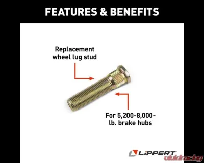 Curt Lippert Wheel Lug Stud - 9/16"-18 x 2.31" - Yellow - 132624