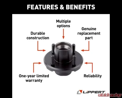 Curt Lippert Idler Hub for 2,200-lb. Axle - 4 on 4", 1/2" Stud - 134574