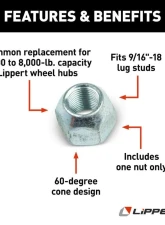 Curt Lippert 60 Degrees Cone Trailer Lug Nut - 9/16"-18                                     - 134581 - Image 2