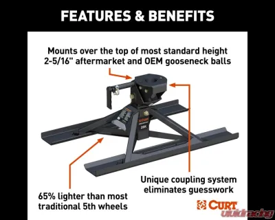 Curt CrossWing 20K 5th Wheel Hitch with Bed Protectors for 2-5/16" Gooseneck - 16051