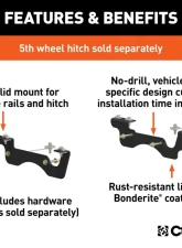 Curt Custom 5th Wheel Brackets, Select Ford F-250 | F-350 | F-450 Super Duty 2023-2024                                     - 16432 - Image 2