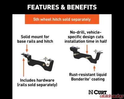 Curt Custom 5th Wheel Brackets, Select Ford F-250 | F-350 | F-450 Super Duty 2023-2024 - 16432