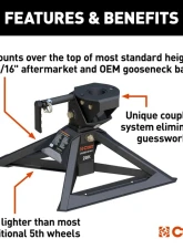 Curt CrossWing 20K Single-Point 5th Wheel Hitch for 2-5/16" Gooseneck                                     - 16602 - Image 3