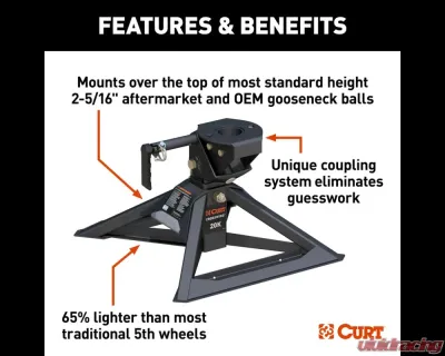 Curt CrossWing 20K Single-Point 5th Wheel Hitch for 2-5/16" Gooseneck - 16602