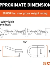 Curt CrossWing 5th Wheel Safety Chain Assembly with Rail Anchors                                     - 16612 - Image 2