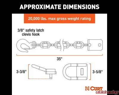 Curt CrossWing 5th Wheel Safety Chain Assembly with Rail Anchors - 16612