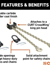 Curt CrossWing 5th Wheel Safety Chain Assembly with Rail Anchors                                     - 16612 - Image 3