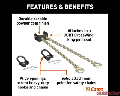 Curt CrossWing 5th Wheel Safety Chain Assembly with Rail Anchors - 16612