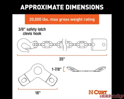 Curt CrossWing 5th Wheel Safety Chain Assembly with Gooseneck Anchor Plate - 16614