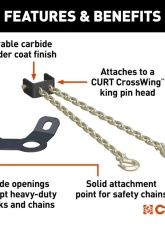 Curt CrossWing 5th Wheel Safety Chain Assembly with Gooseneck Anchor Plate                                     - 16614 - Image 3