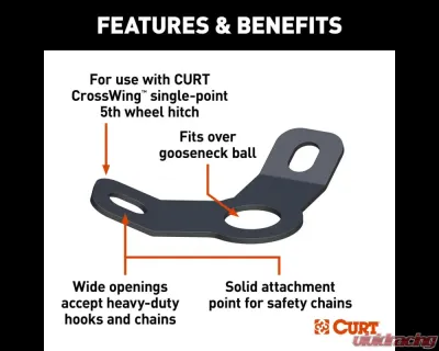 Curt CrossWing 5th Wheel Safety Chain Anchor Plate for Gooseneck Ball - 16615