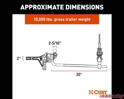 Curt TruTrack 2P Trailer-Mounted Weight Distribution Hitch, 8-10K - 17510