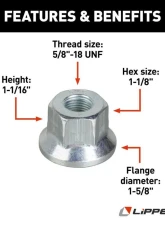 Curt Lippert Hex Flange Wheel Nut - 5/18"-18                                     - 176321 - Image 2