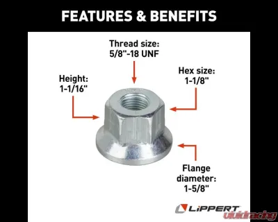 Curt Lippert Hex Flange Wheel Nut - 5/18"-18 - 176321