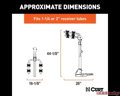 Curt Hitch-Mounted Bike Rack (2 Bikes, 1-1/4" or 2" Shank) - 18021