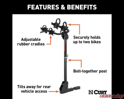 Curt Hitch-Mounted Bike Rack (2 Bikes, 1-1/4" or 2" Shank) - 18021