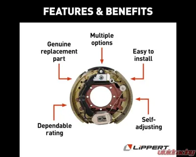 Curt Lippert Electric Trailer Brake Assembly - 12.25" x 3.38" 10,000 lbs. Left Side - 181935