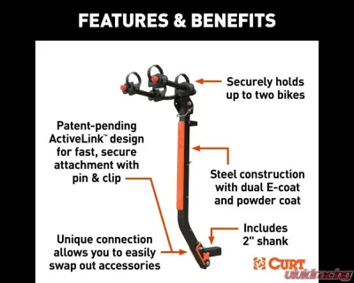 Curt ActiveLink SE Hitch-Mounted Bike Rack (2 Bikes, 2" Shank) - 18410