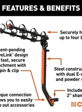 Curt ActiveLink SE Hitch-Mounted Bike Rack (4 Bikes, 2" Shank)                                     - 18411 - Image 3