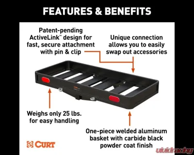 Curt ActiveLink 49" x 22" Aluminum Hitch Cargo Carrier - 18415