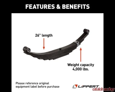 Curt Replacement Leaf Spring for RV Trailer Suspension System - 26", 4,000 lbs. - 2021095282