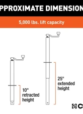 Curt A-Frame Trailer Jack with Top Handle (5,000 lbs, 15" Travel)                                     - 25007 - Image 2