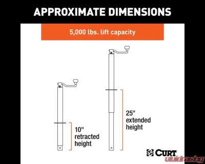 Curt A-Frame Trailer Jack with Top Handle (5,000 lbs, 15" Travel) - 25007