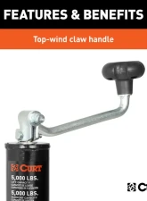 Curt A-Frame Trailer Jack with Top Handle (5,000 lbs, 15" Travel)                                     - 25007 - Image 5