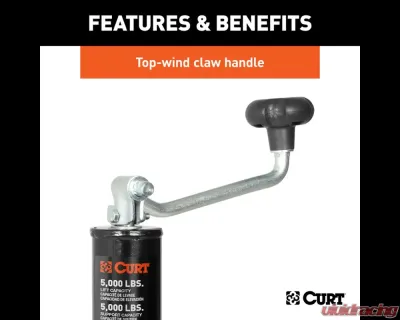 Curt A-Frame Trailer Jack with Top Handle (5,000 lbs, 15" Travel) - 25007