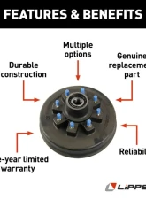 Curt Lippert Brake Drum Hub Assembly for 8,000-lb. Axle -8 on 6.5", 5/8" Stud                                     - 2772121 - Image 2