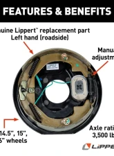 Curt Lippert Electric Trailer Brake Assembly - 10" x 2.25" 3,500 lbs. Left Side                                     - 297956 - Image 3