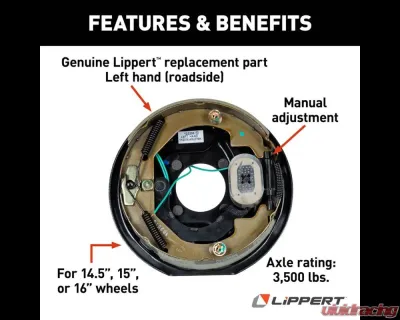 Curt Lippert Electric Trailer Brake Assembly - 10" x 2.25" 3,500 lbs. Left Side - 297956