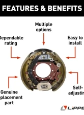 Curt Lippert Electric Trailer Brake Assembly - 12.25" x 5" 12,000 lbs. Left Side                                     - 297998 - Image 2