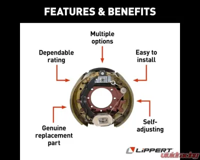 Curt Lippert Electric Trailer Brake Assembly - 12.25" x 5" 12,000 lbs. Left Side - 297998