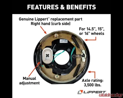 Curt Lippert Electric Trailer Brake Assembly - 10" x 2.25" 3,500 lbs. Right Side - 298274