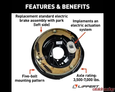Curt Lippert Electric Trailer Brake Assembly - 12" x 2" 4,000-7,000 lbs. Left Side - 298275
