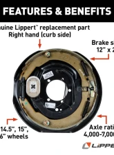 Curt Lippert Electric Trailer Brake Assembly - 12" x 2" 4,000-7,000 lbs. Right Side                                     - 298276 - Image 3