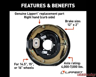 Curt Lippert Electric Trailer Brake Assembly - 12" x 2" 4,000-7,000 lbs. Right Side - 298276