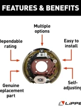 Curt Lippert Electric Trailer Brake Assembly - 12.25" x 3.38" 8,000 lbs. Left Side                                     - 298277 - Image 2