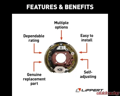 Curt Lippert Electric Trailer Brake Assembly - 12.25" x 3.38" 8,000 lbs. Left Side - 298277