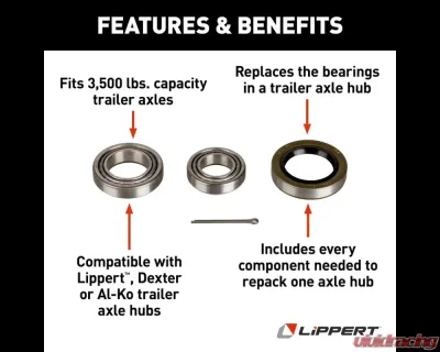 Curt Lippert Trailer Bearing Replacement Kit for 3,500-lb. Axle Hub - 333948