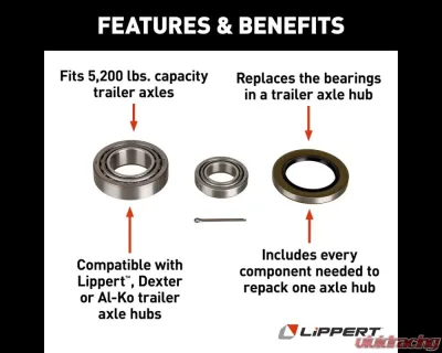 Curt Lippert Trailer Bearing Replacement Kit for 5,200-lb. Axle Hub - 333949