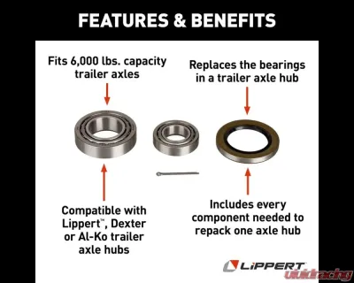 Curt Lippert Trailer Bearing Replacement Kit for 6,000-lb. Axle Hub - 333950