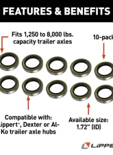 Curt Lippert Double Lip Grease Seal - 1.72" ID, 10-Pack                                     - 333961 - Image 2