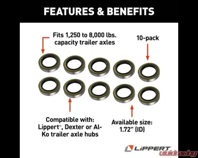 Curt Lippert Double Lip Grease Seal - 1.72" ID, 10-Pack - 333961