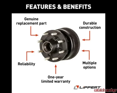 Curt Lippert Brake Drum Hub Assembly for 16,000-lb. Axle - 8 on 275 mm, 22 mm Stud - 353323